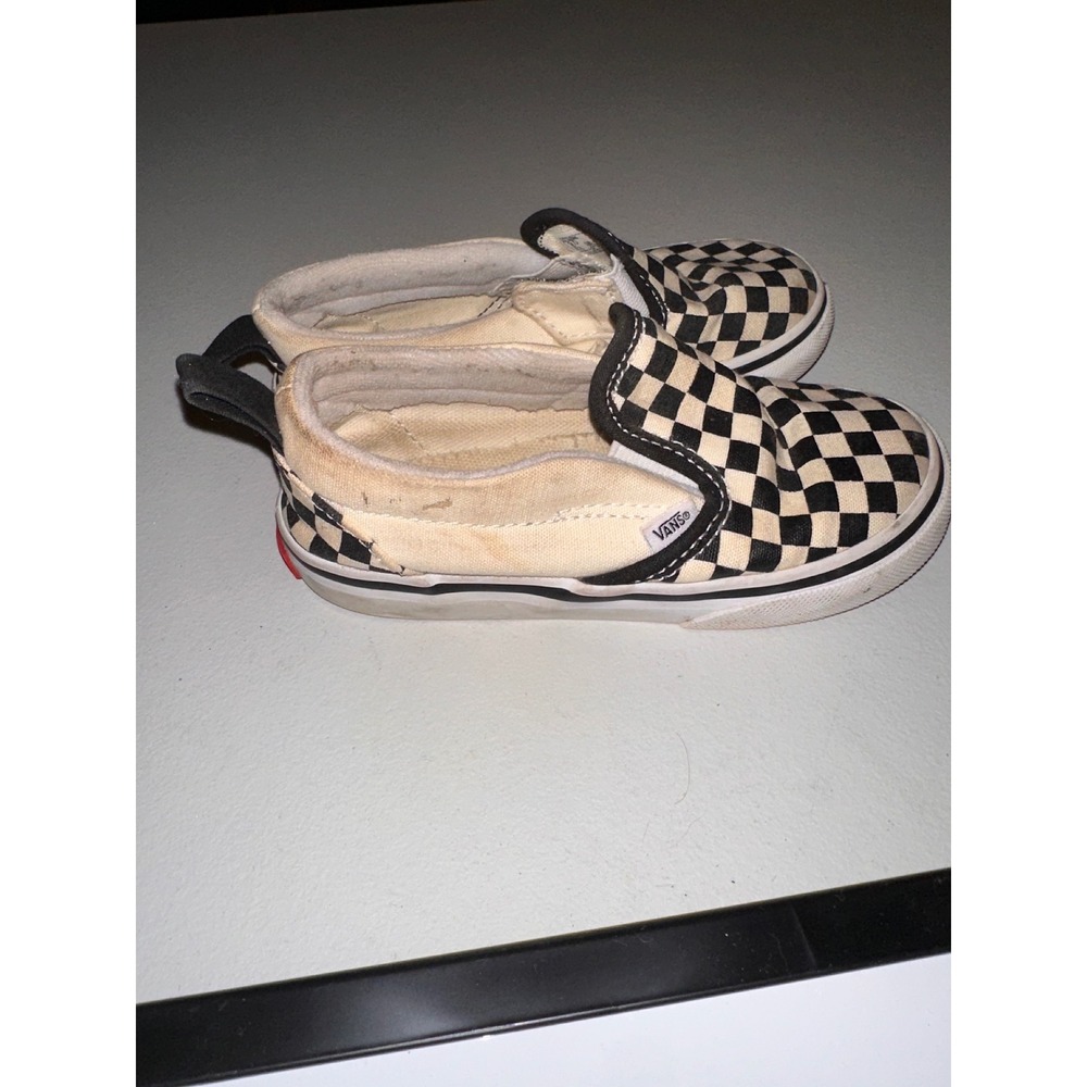 Vans Toddler Classic Slip-On Checkerboard Black White Sneakers Size 9.0 US - Picture 2 of 4